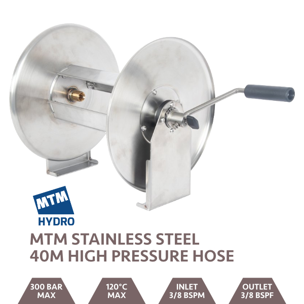 MTM Stainless Steel 40m Manual Hose Reel